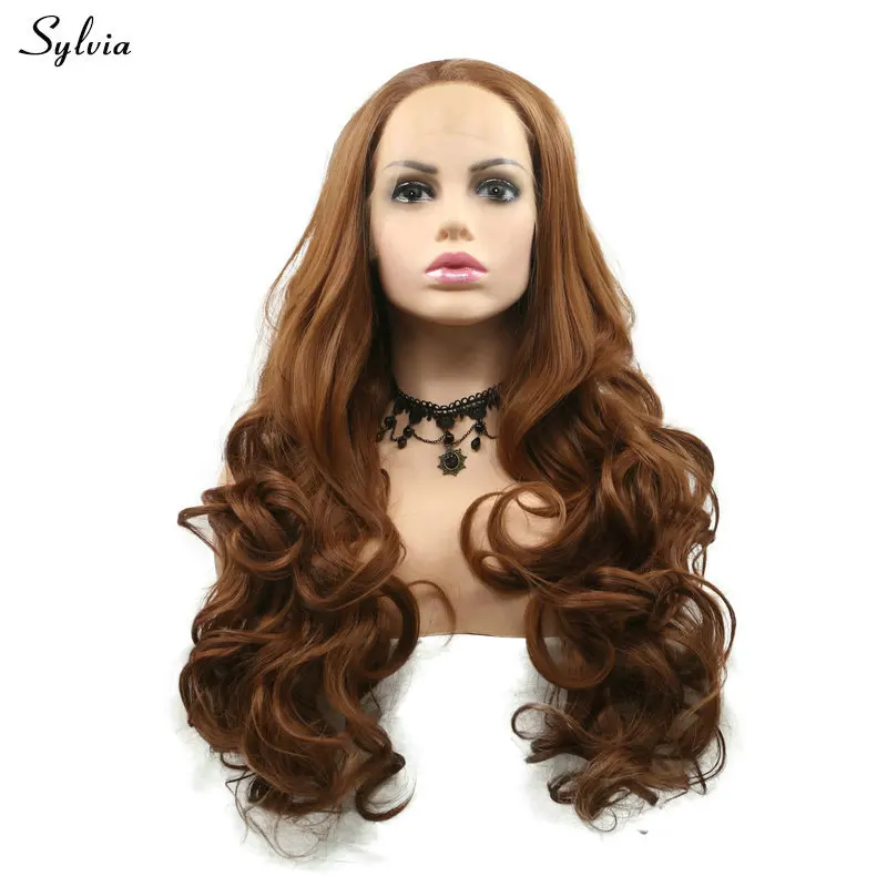 Sylvia 30 # коричневый парик для леди натуральный волос медовый блонд синтетические