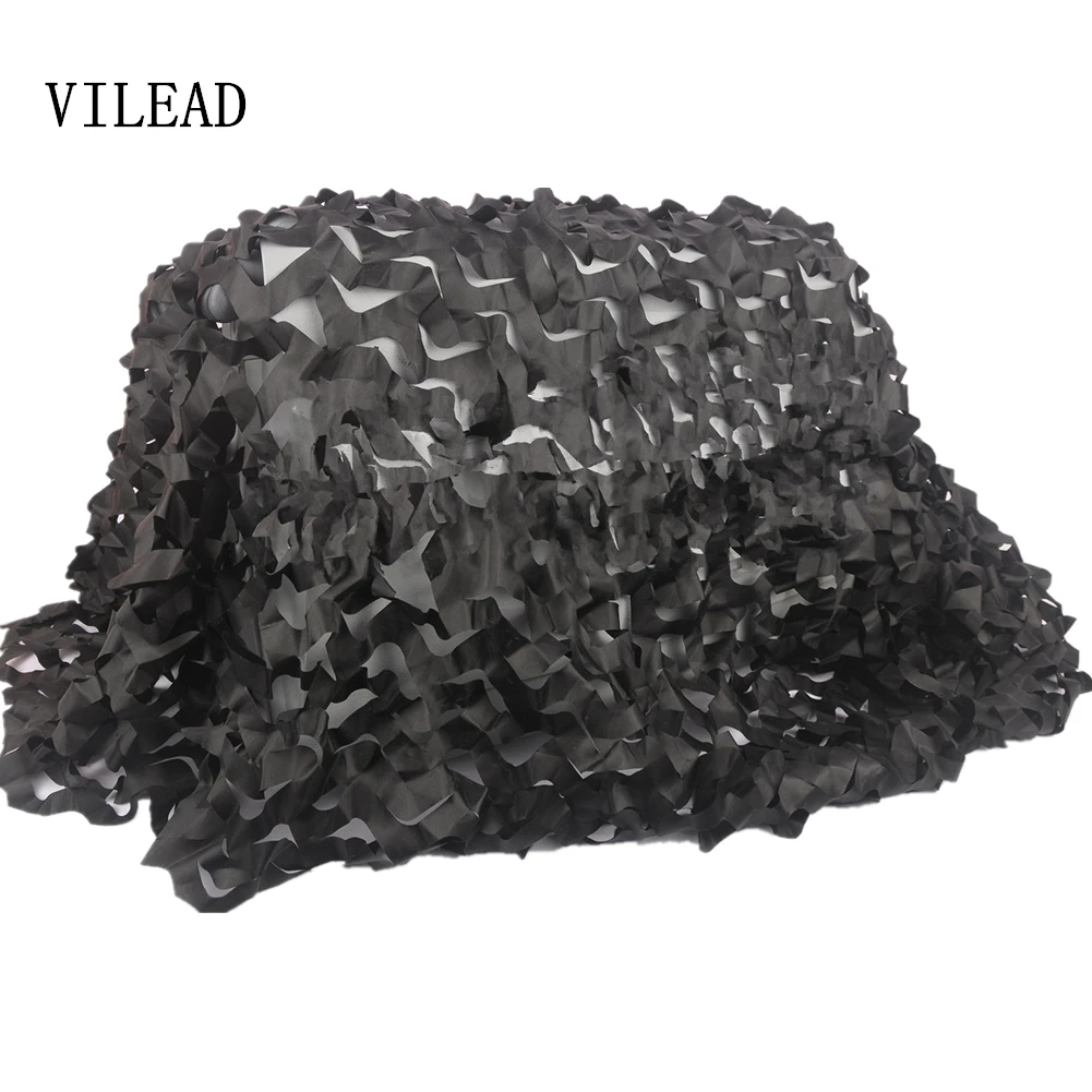 Black VILEAD 9 цветов 4 м* 8 м камуфляжная сетка камуфляжная сеть для защиты от солнца тент охотничий Камуфляжный навес тент для затенения солнца - Цвет: Black
