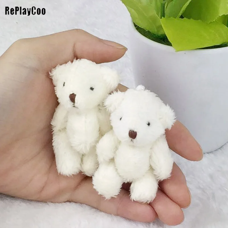 6PCS/LotMini Teddy Bear Stuffed Plush Toys 6.5CM Small Bear Stuffed Toys white pelucia Pendant Kids Birthday Gift J00301