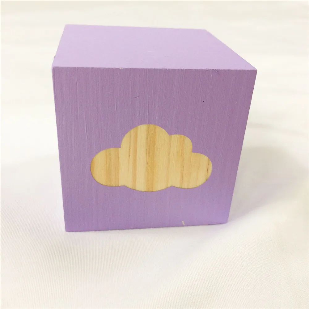 6 pcs purple Украшение для дома в скандинавском стиле, небольшое украшение для рабочего стола из цельного дерева, облако, квадратные орнаменты, детская игрушка, Декор для дома, декор для детской комнаты - Цвет: 6 pcs purple