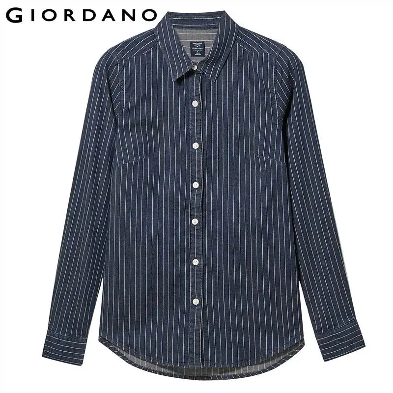 Giordano женская стрейчевая джинсовая рубашка slim fit из натурального хлопка данная