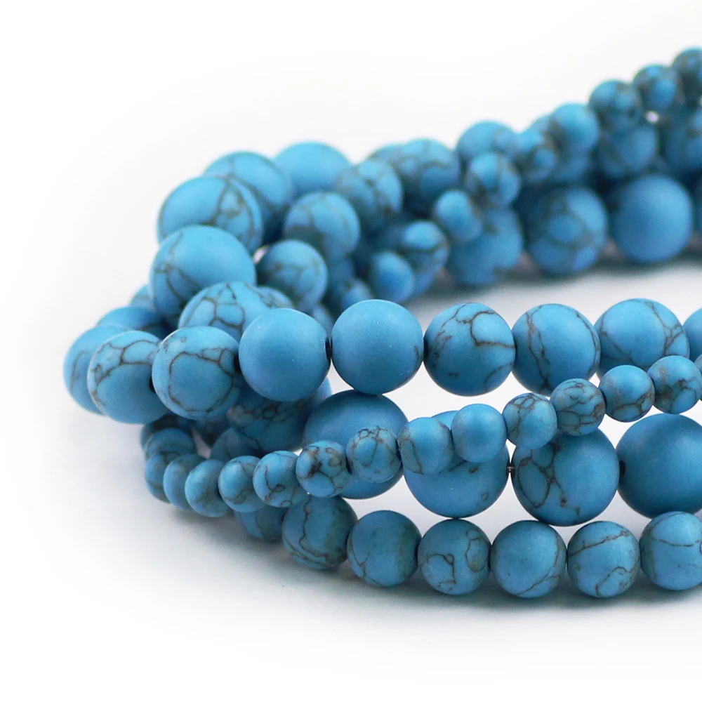 WLYeeS натуральные матовые синие калаитовые бусины камень круглый шар свободные