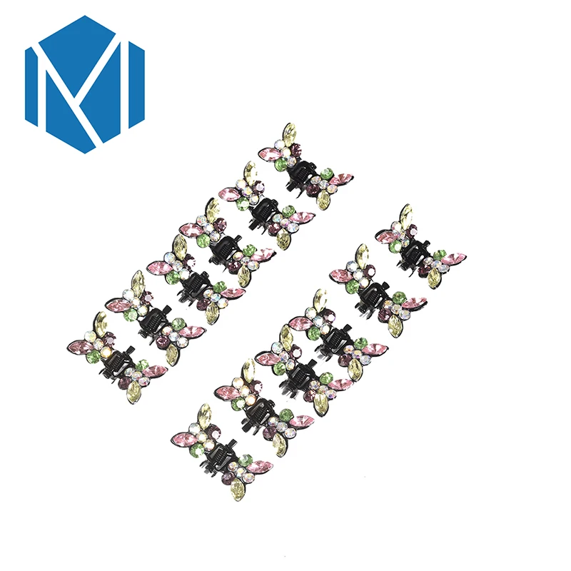 12 шт./набор девочек кристальных мини-заколок для волос, заколки-клешни, крючки для волос, аксессуары с бантом, женские украшения для волос.