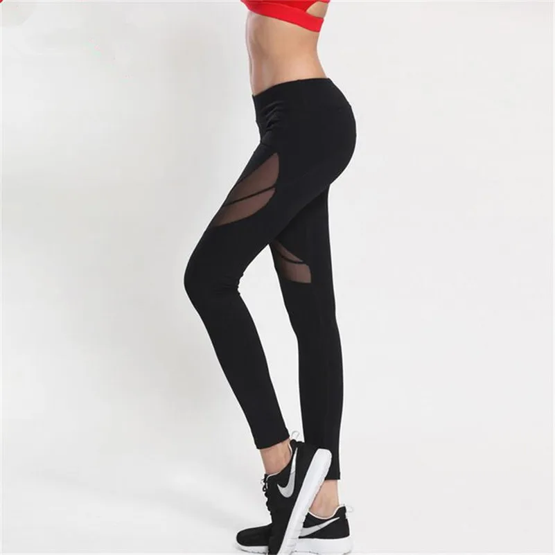 Сексуальные женские леггинсы с высокой талией для фитнеса сетчатые эластичности