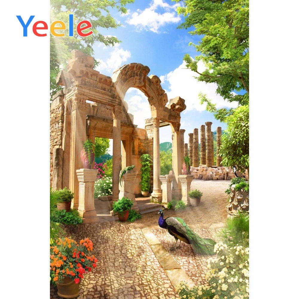 Фотографический фон Yeele с каменным домом цветами и деревом Летний сад фоны для