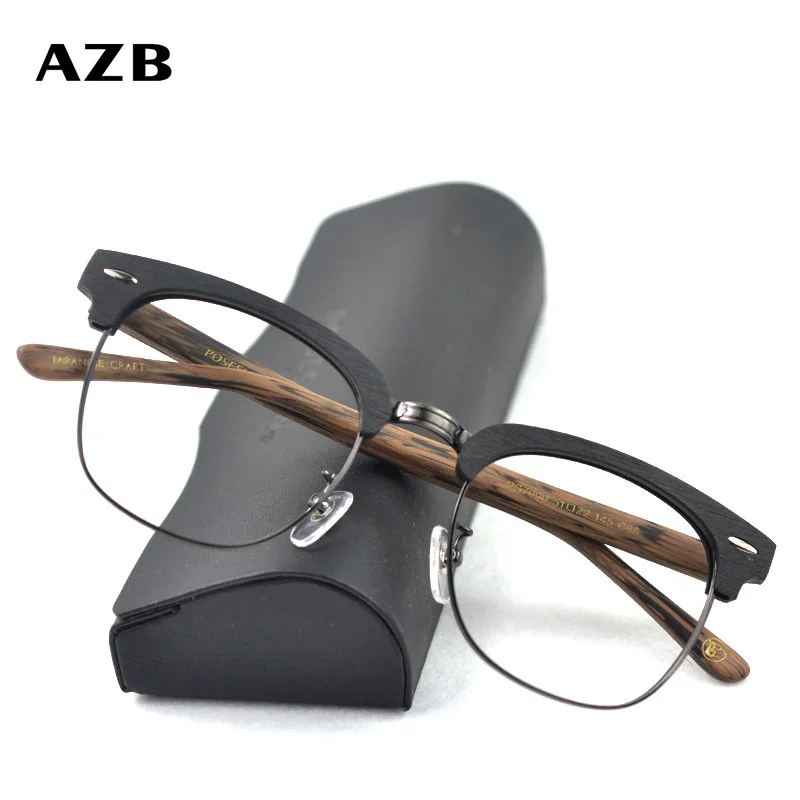 

AZB Wood Spectacles Optical Glasses Frame Myopia Hyperopia Clear lens Eyewear Frames Men Retro Vintage Prescription Frames