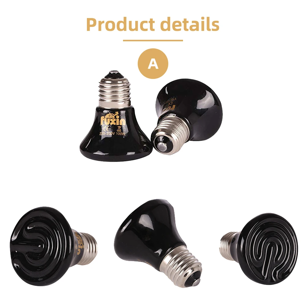 E27 Pet Heating lamp Mini Infrared Ceramic Emitter Heat Bulb Pets Turtle Heating Light Box Warmer Light Bulbs 25/50/75/100W