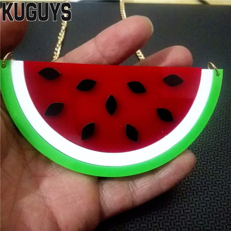 KUGUYS летняя подвеска арбуз ожерелья для женщин модные золотые звенья цепи