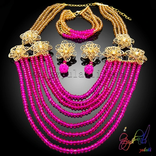

Free Shipping Luxury Fashion Statement Good Quality Jewelry Sets Big Brand Elegant Crystal African Beads Jewelry Sets