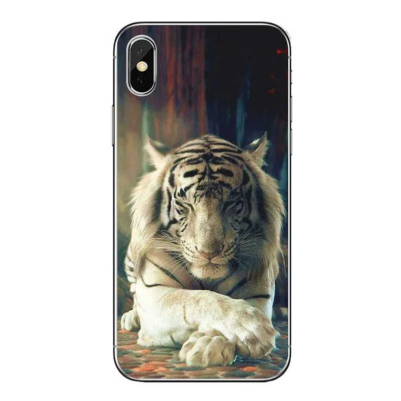 TPU Transparent Bag Case an animal White tiger burning bright For Samsung Galaxy A5 A6 A7 A8 A9 J4 J5 J7 J8 2017 2018 Plus Prime |