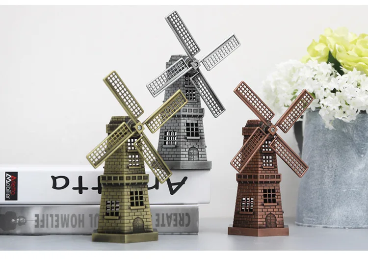 1PC Retro Style Windmill Metal Model Holland Craft Gift Manual Rotation Home Decorations Desktop JL 266 | Дом и сад