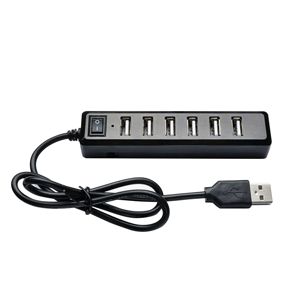 7 порты 480 Мбит/с USB 2 0 хаб конвертер с выключателем света abs пластик адаптер