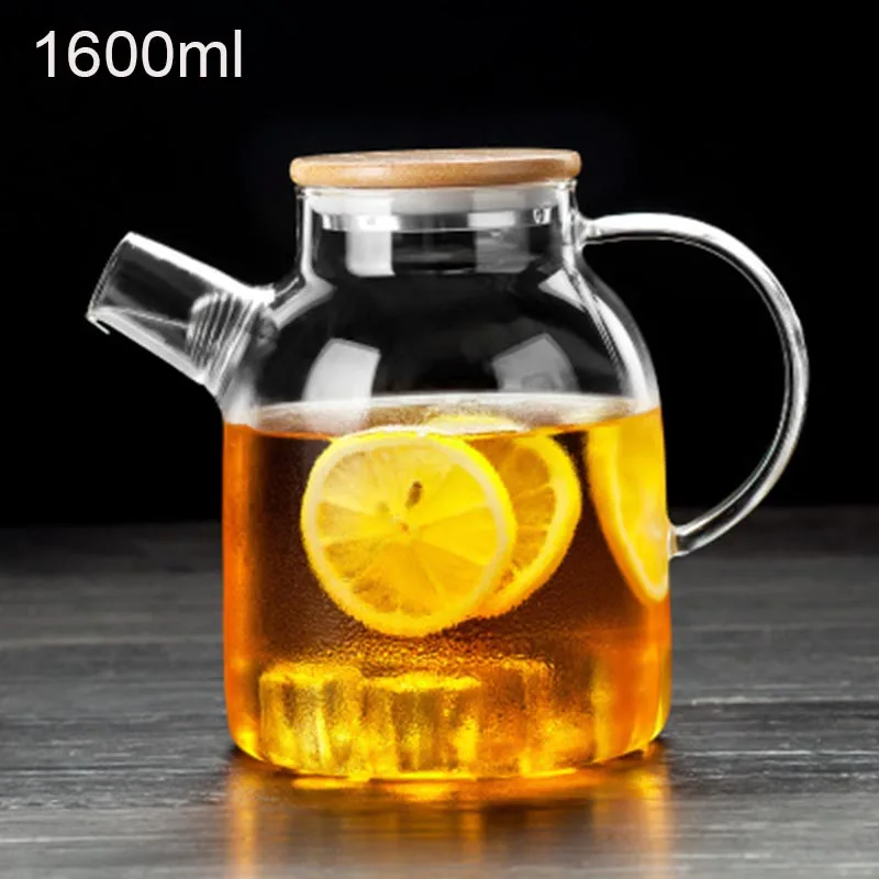 1L/1.6L высокое Ёмкость Стекло чайник офис посуда для напитков термостойкие принт с