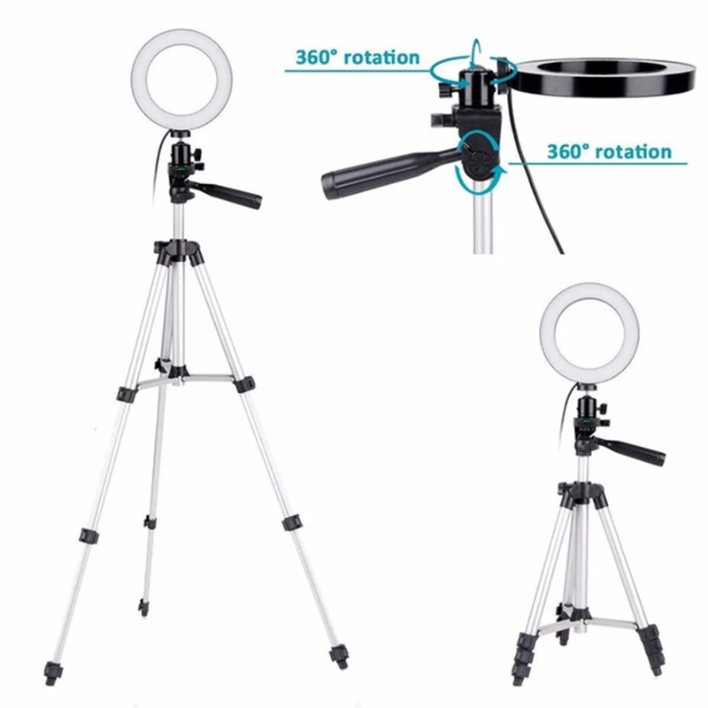 Tycipy 6 ''кольцевой светильник светодиодный для фотосъемки с регулируемой
