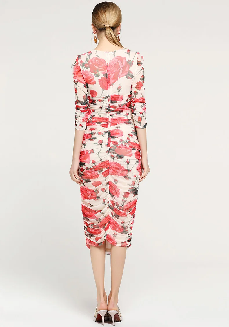 Леди Милан 2019 женские подиумные платья квадратный вырез с розами рюшами