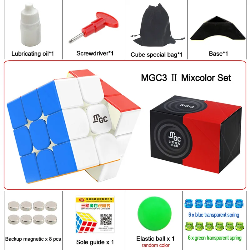 10 Pcs Suit Mixcolor Yj MGC 3x3x3 Магнитный нео-куб, магический куб, черный/смешанный цвет, головоломка, скоростной куб для тренировки мозга, игрушки для детей, детей, взрослых - Цвет: 10 Pcs Suit Mixcolor