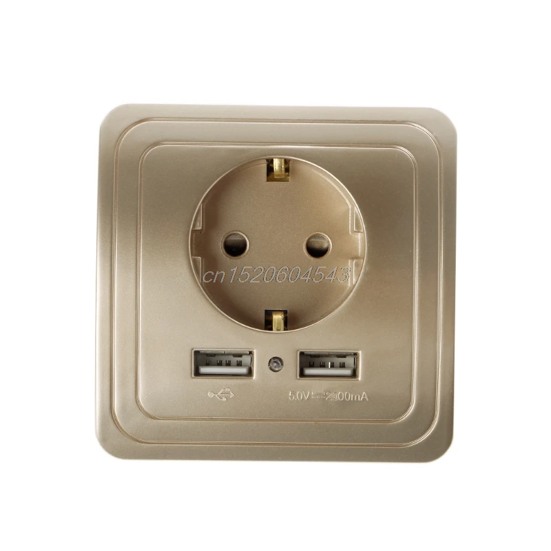 Настенное зарядное устройство с светодиодный USB портами 5 В 2 А|dual wall socket usb|eu plugpanel