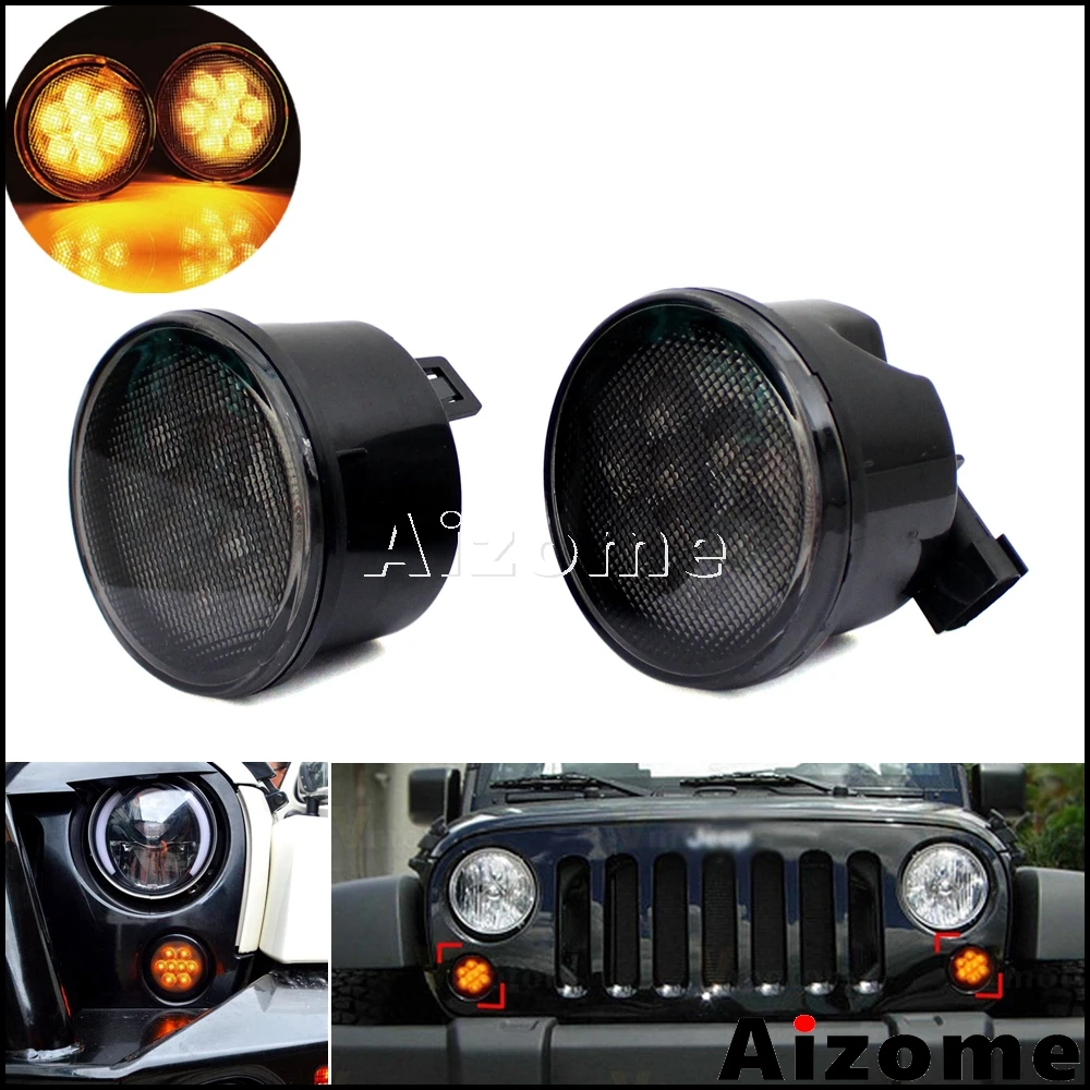 

Для Jeep Wrangler 2007-2017 передние поворотные сигналы лампа янтарный свет Светодиодные поворотные сигнальные огни индикатор поворота мигалки