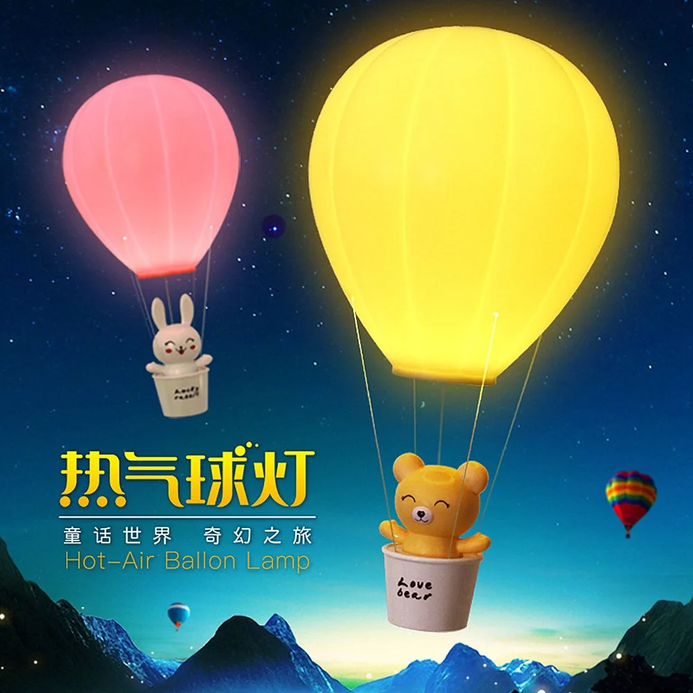 Children Baby Nursery Lamp Touch USB Rechargeable Wall Dimmable Bear Hot Air Balloon Kids Bedroom LED Night Light | Лампы и освещение