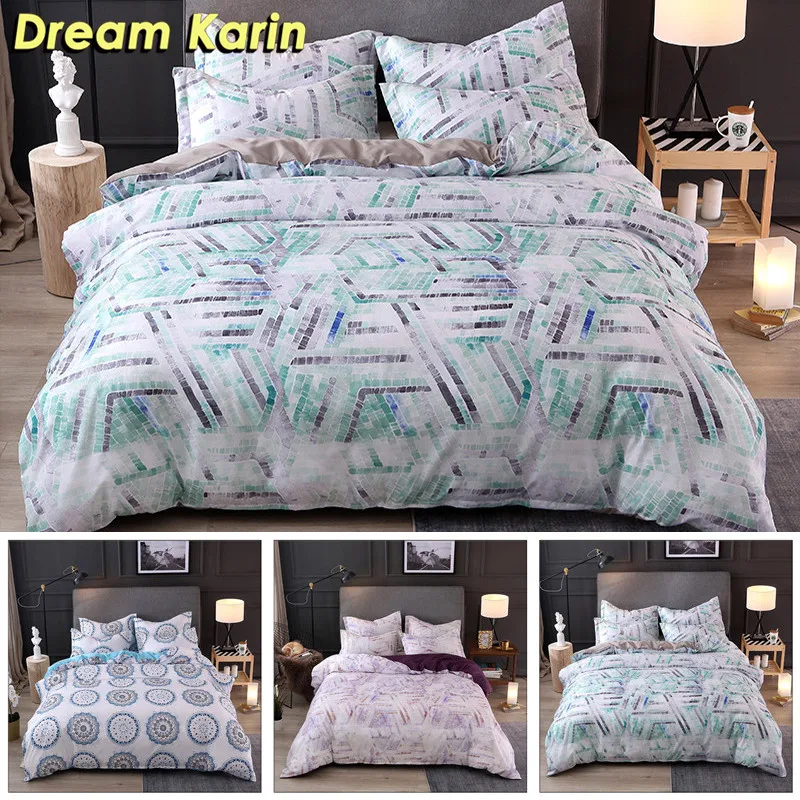Dream Karin Modern Quilt Cover Sets Adult Soft Bedding Set Duvet Covers Geometric Size Single Double Full Queen King | Дом и сад
