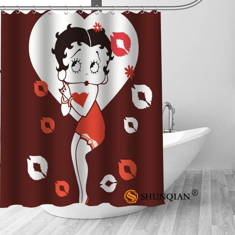 

Custom betty boop Bath Curtain 100% polyester Fabric Modern Shower Curtain bathroom beautiful Bath decor Print your picture