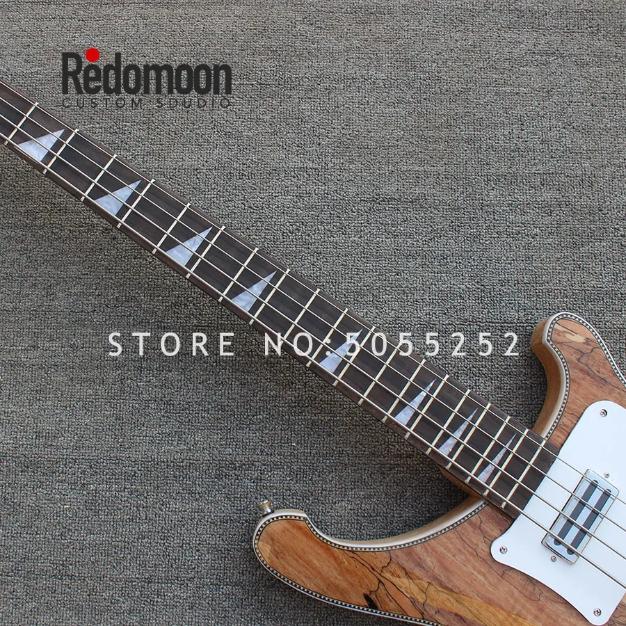 Заводские 4 струны рикенбэк бас с spalted кленовый топ шеи-через корпус для электрической бас-гитары гитара музыкальный инструмент магазин