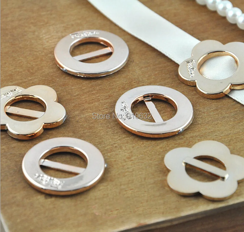 100 шт Розовое золото круглые/Цветочные металлические пряжки пригласительные