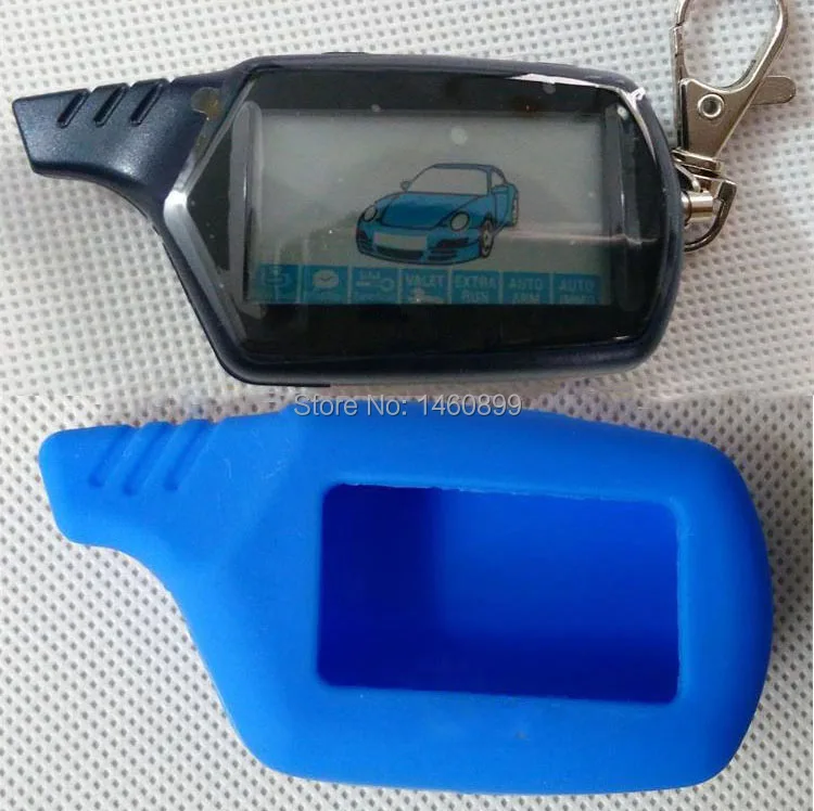 B9 2-way lcd пульт дистанционного управления цепь для ключей брелок цепь+ синий силиконовый чехол для ключа для двухсторонней автомобильной сигнализации Starline B9