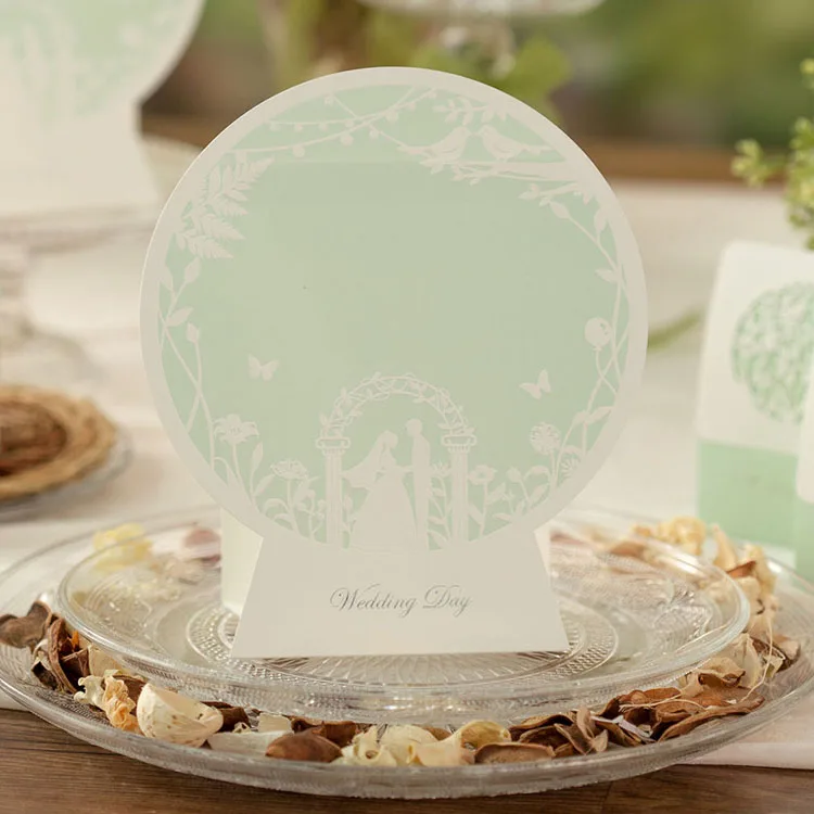 Зеленый цвет свадебные рассадочная карточка с таблицей номер карты |