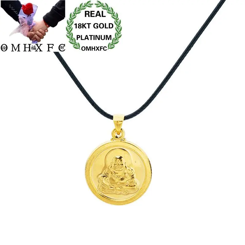 OMHXFC оптовая продажа, Европейская мода, женские, мужские, унисекс, вечерние, подарок на день рождения, свадьбу, Круглый, Будда, 18 кт, Настоящее золото, подвеска PN82
