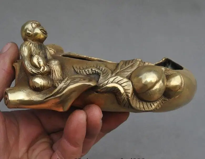 Отмеченные китайские медные персиковые обезьяны статуя удача инструмент для