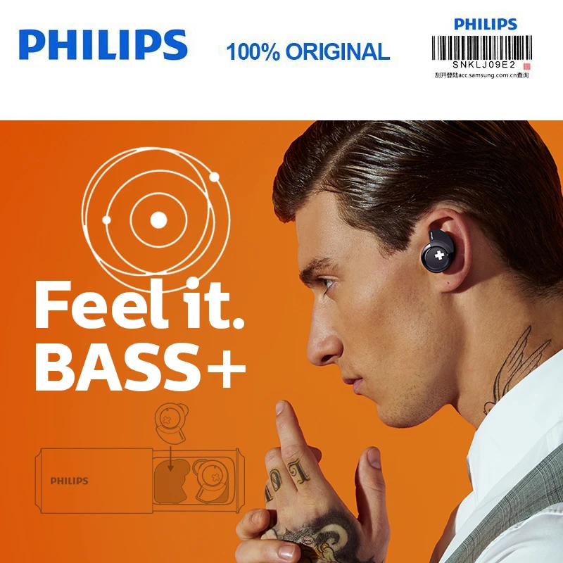 Беспроводная гарнитура Philips SHB4385 с Bluetooth 4,1 литий-полимерный регулятор громкости для Iphone X Galaxy Note 8 официальный тест