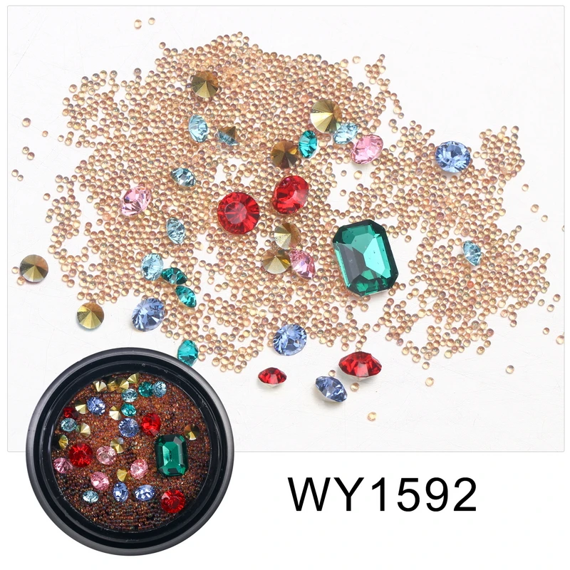 Elessical Mix Size Multi-color Rhinestone Nail Art Jewelry Tiny Glass Beads Decoration Gem Stone DIY Manicure | Красота и здоровье