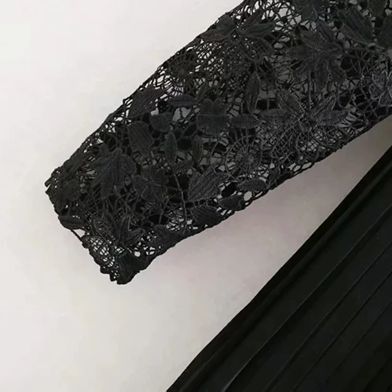 Черное кружевное платье женские винтажные Лоскутные Платья женское Прозрачное с