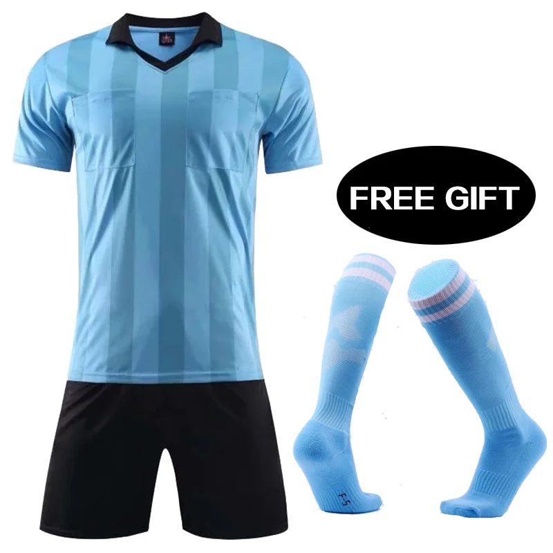 Мужские футбольные костюмы а+++ рефери футбольные майки maillot de foot тренировочная футбольная рубашка рефери Униформа судьи футбольный набор
