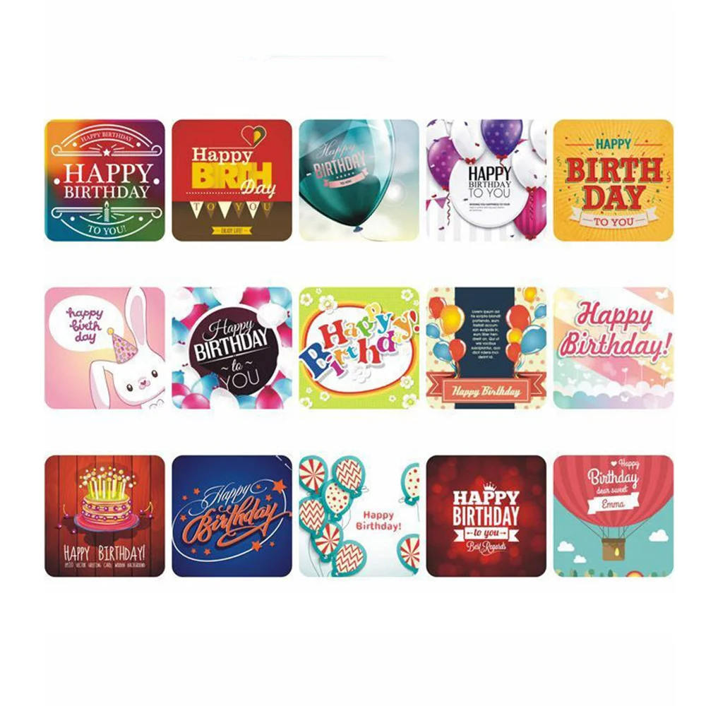 38pcs Happy Birthday Paper Stickers Kawaii Stationery DIY Scrapbooking Diary Decorations Handmade Supply Label Sealing