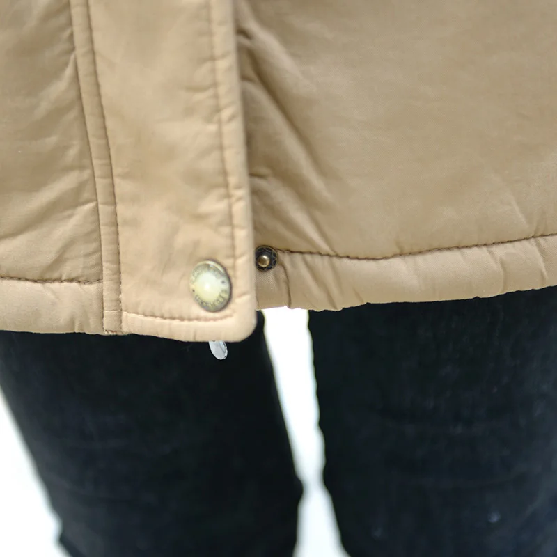 Новинка 2018 зимняя куртка зеленое Хлопковое платье с меховым воротником длинное