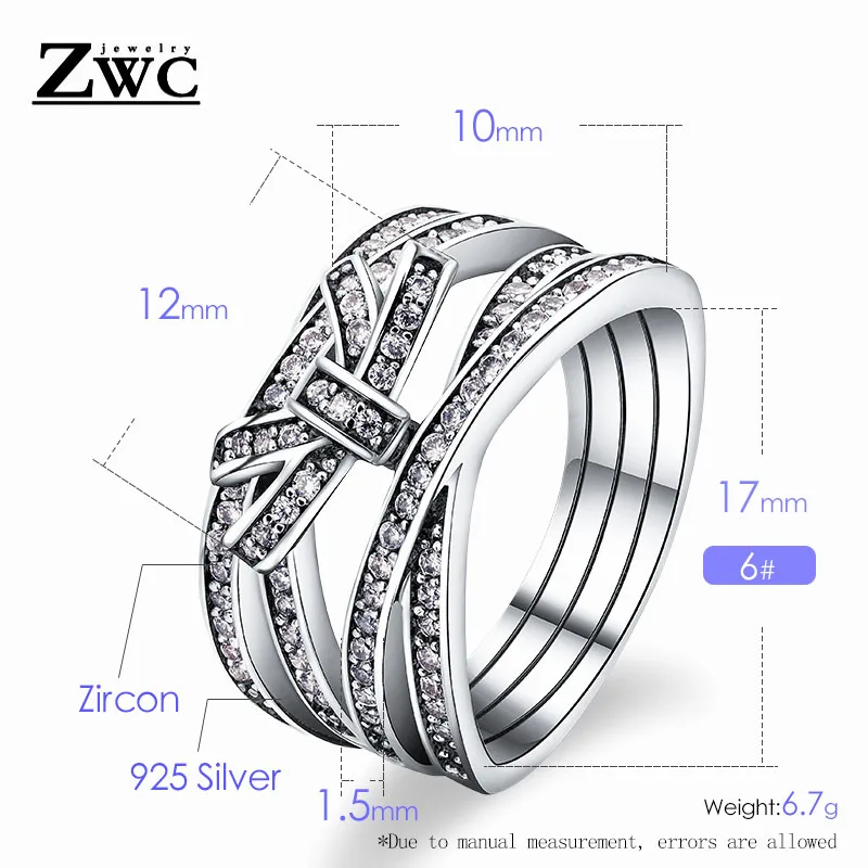 ZWC Новое модное кольцо премиум класса с бантиком из циркона для женщин и девочек