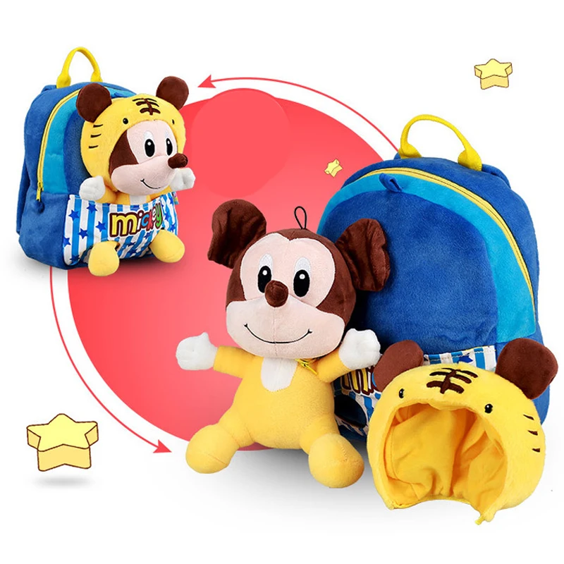 DISNEY/Детские рюкзаки с объемным изображением Микки Мауса Плюшевые Детские Минни