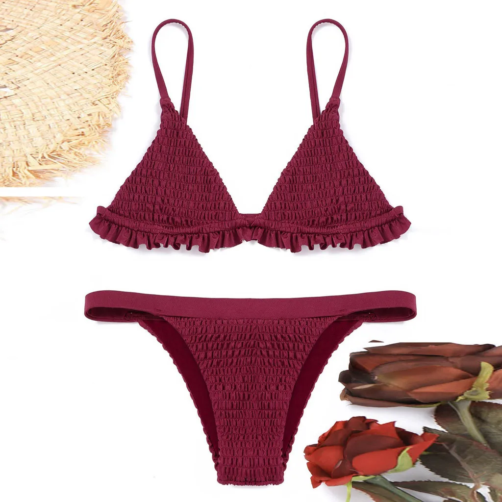 KLV бикини Сексуальные Плиссированные женский купальник бразильский пуш ап 2018