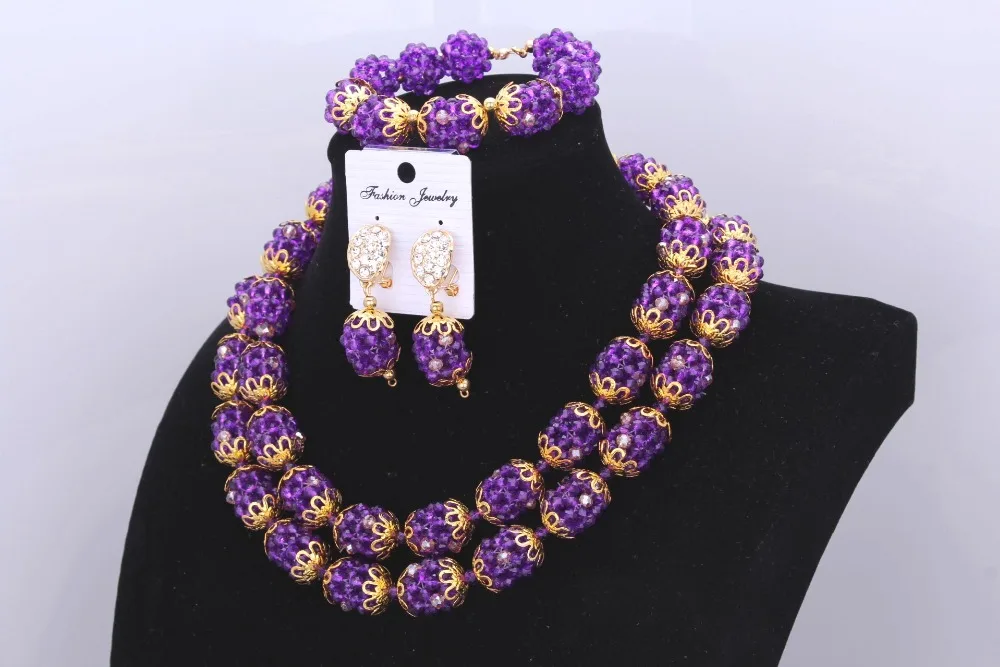 

Sexy Jewelry Double Design Balls Jewelry Set Christmas Costume Necklace Earrings African Indian Wedding Beads Jewelry Set