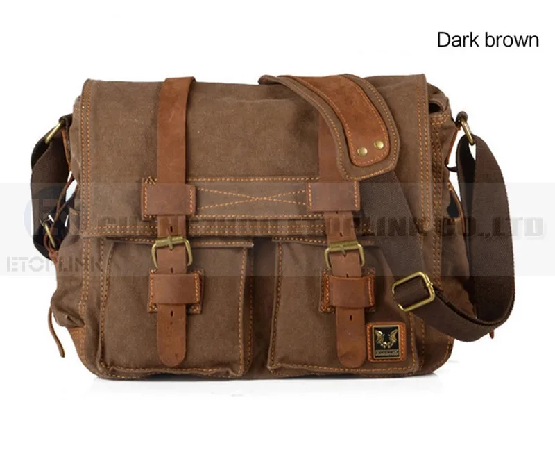 Dark Coffee ETOPLINK холщовая винтажная сумка на плечо для DSLR SLR камеры Мужская винтажная холщовая кожаная военная сумка-мессенджер для Canon для Nikon - Цвет: Dark Coffee