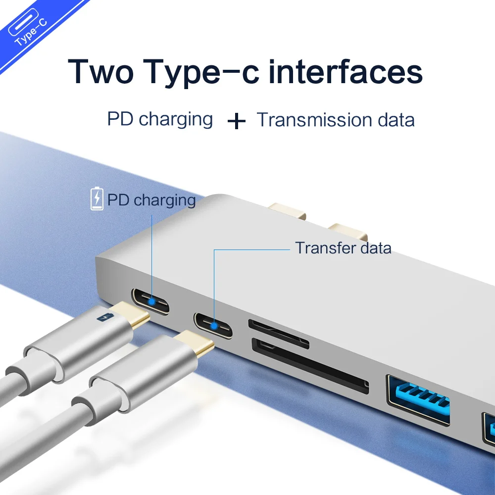 USB c концентратор 3 0 Thunderbolt адаптер для зарядки type к с TF SD картой чтения данных macbook
