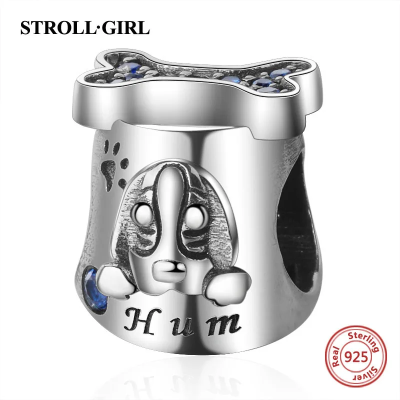 Strollgirl серебряные бусины 925 пробы верные партнеры Французский Бульдог собачка животное талисманы подходят для женщин очаровательные браслеты собака DIY ювелирные изделия - Окраска металла: StrollGirlJF9521-P