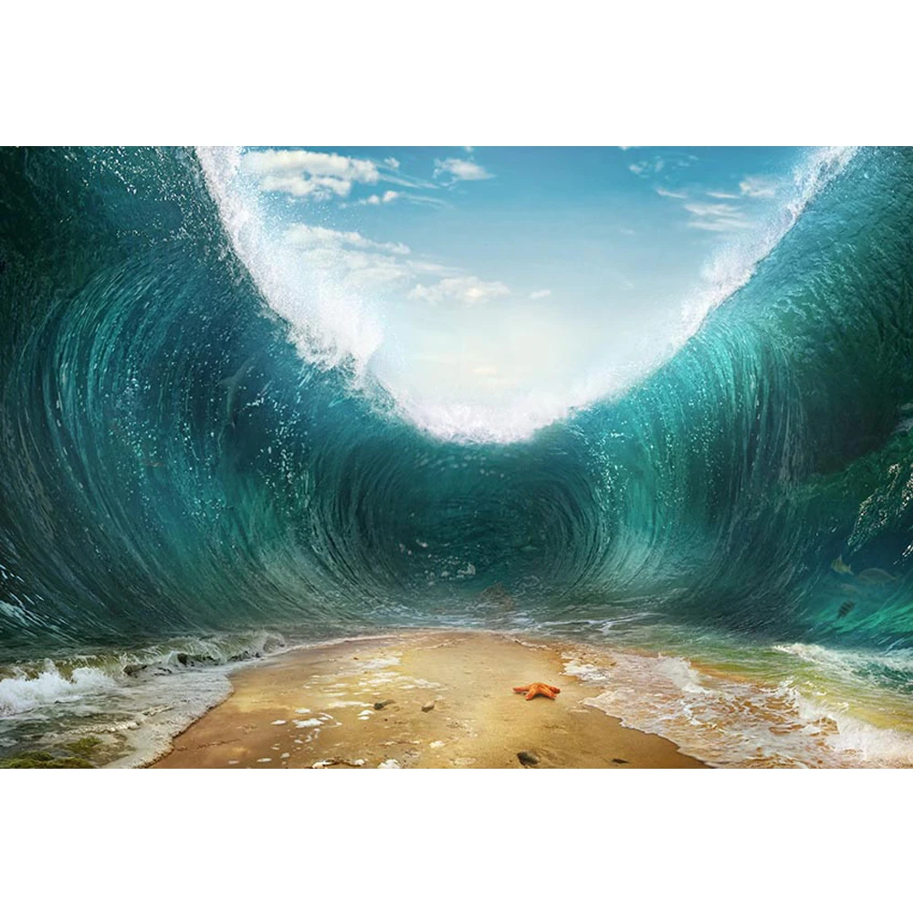 Фон для фотосъемки с изображением морской волны океана и звезды|Фон фотосъёмки| |