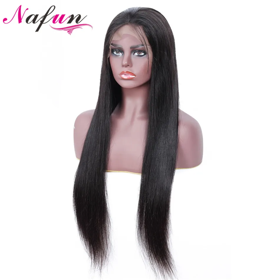 NAFU прямые переплетенные полные парики человеческих волос шнурка предварительно