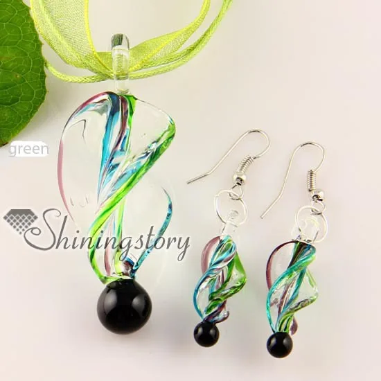twist handmade blown lampwork murano glass pendants and earrings jewelry sets cheap fashion jewellery | Украшения и аксессуары