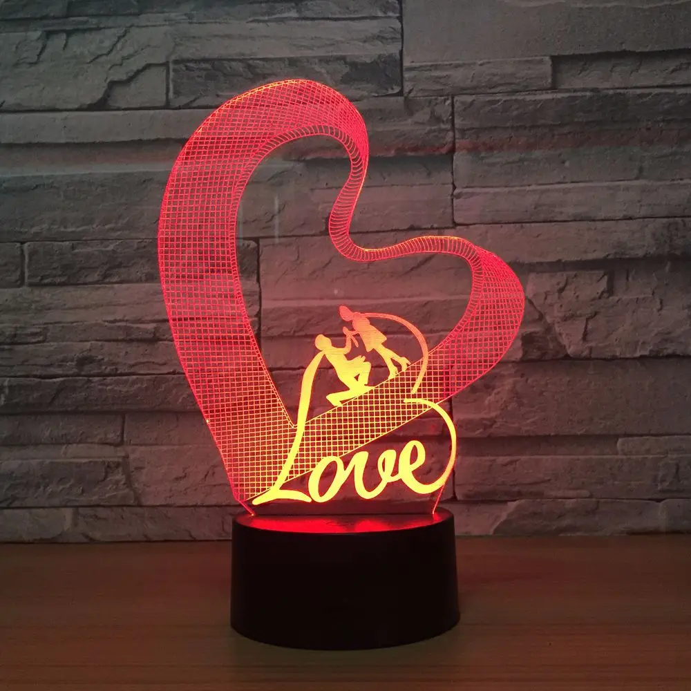 

Love Heart Romantic Lamp 3D Optical Illusion Table Light Touch Remote Control 7 Colors Home Light Wedding Decor Novelty Gifts