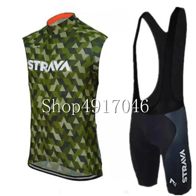 2019 STRAVA лето для мужчин Велоспорт без рукавов Джерси нагрудник шорты наборы 9D