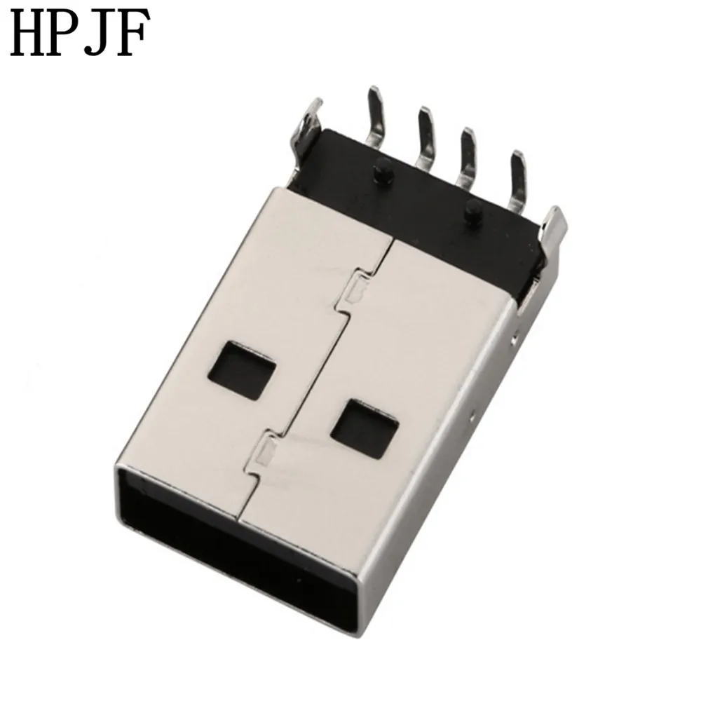 10 шт./лот USB 2 0 Мужской Тип PCB разъем под прямым углом 90 градусов DIP мужчина